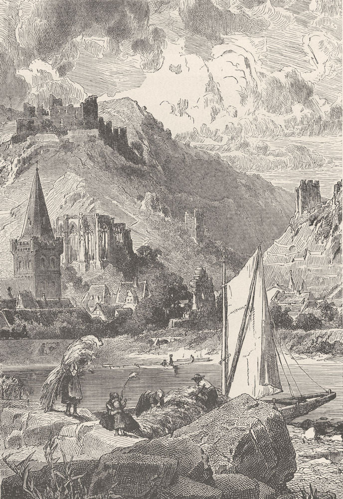 GERMANY. Bacharach 1903 old antique vintage print picture